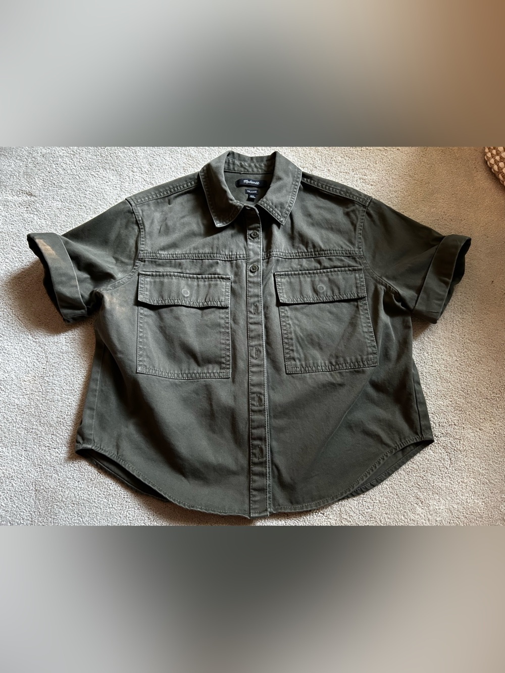 Madewell Olive Short-Sleeve Utility Shirt XXS